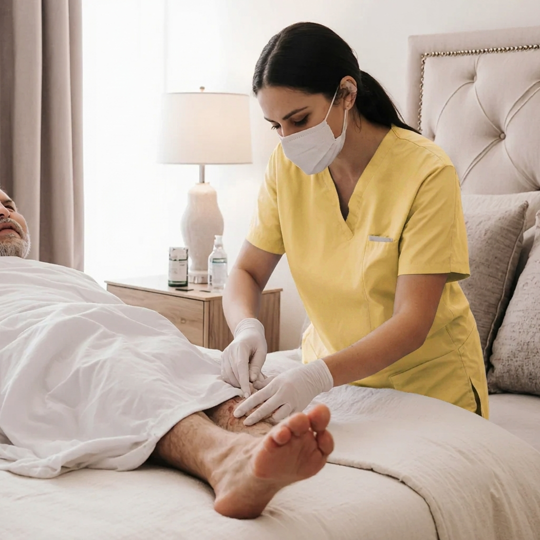 Home Visit - Non-Surgical Cleansing With Surgical Dressing More Than 48 Sq Inches / 300 Sg Centimeters.