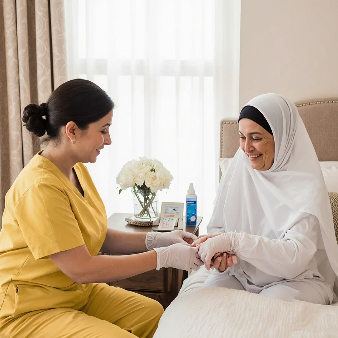 Home Visit - Non-Surgical Cleansing With Surgical Dressing Between 16 Sq Inches / 100 Sq Centimeters And 48 Sq Inches / 300 Sq Centimeters