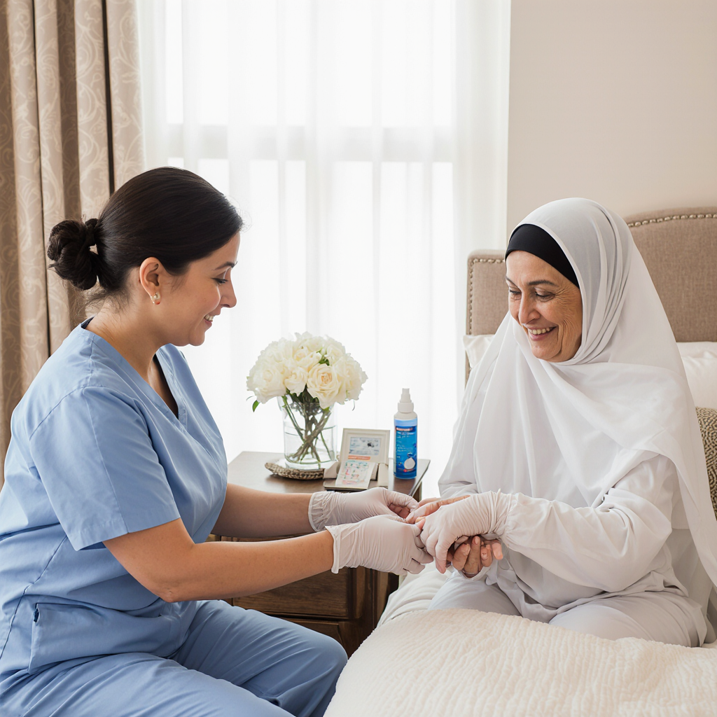 Home Visit - Non-Surgical Cleansing With Surgical Dressing Between 16 Sq Inches / 100 Sq Centimeters And 48 Sq Inches / 300 Sq Centimeters
